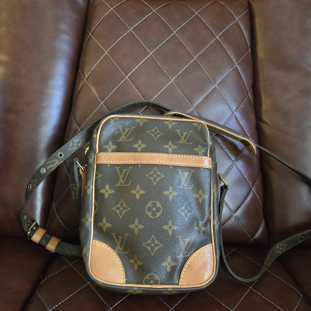 Louis Vuitton Monogram Crossbody Bag in Brown and Tan Authentic